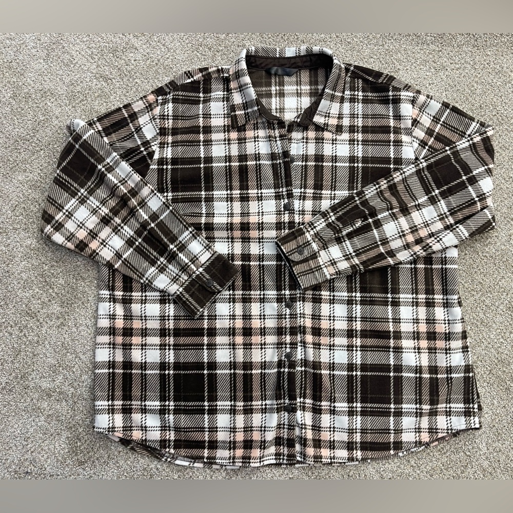 Riders by Lee Women’s Plaid Fleece Button Up Shirt Jacket